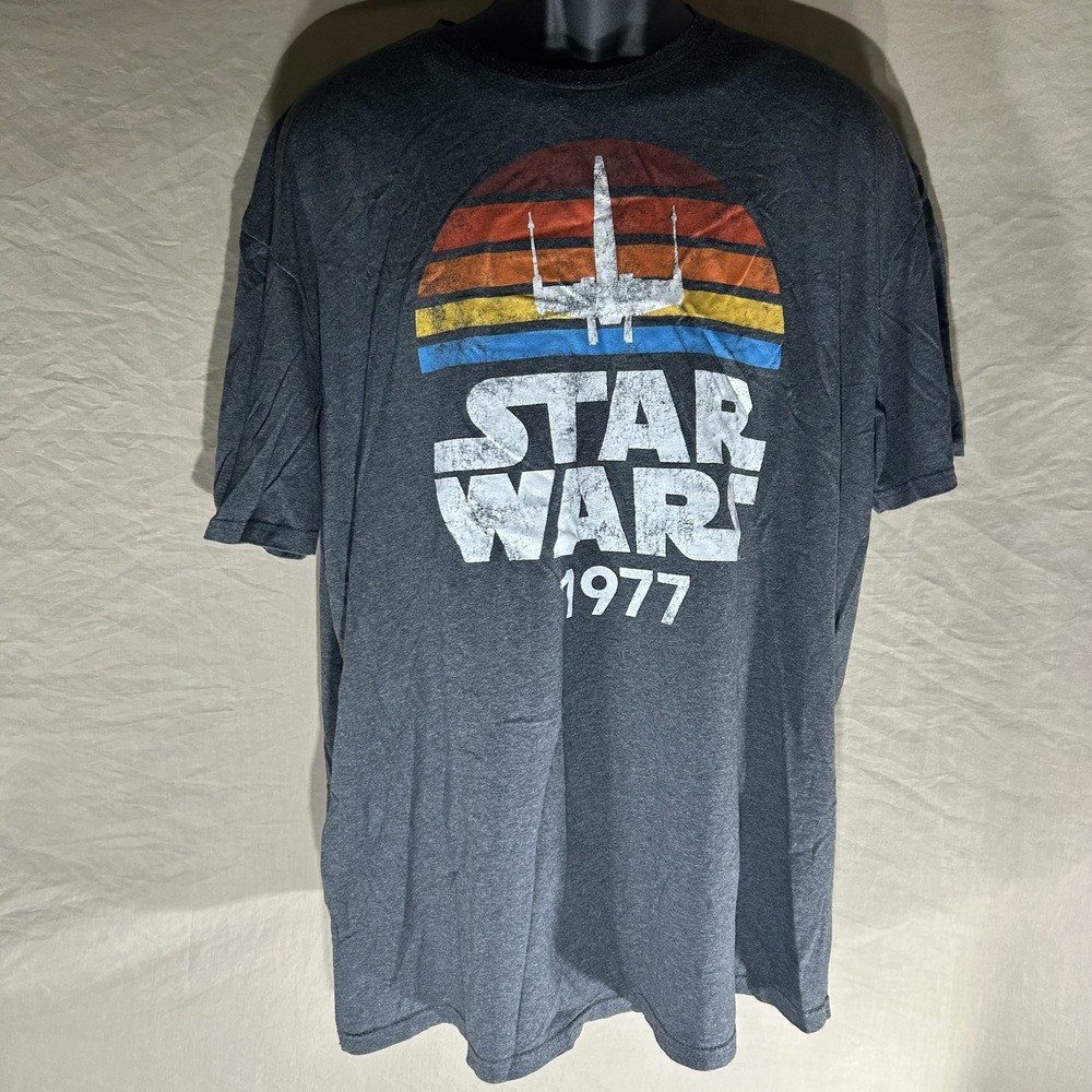 Star Wars 1977 X-Wing Silhouette Retro Graphic T-Shirt Charcoal Xxl